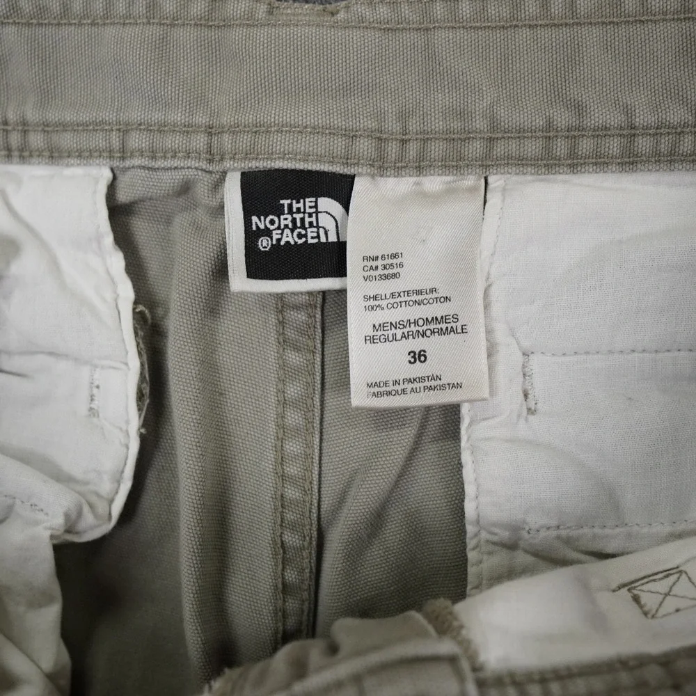 VTG North Face Canvas Cargo Pants Mens 36x30 Tan Roll Up Hem‎ Gorpcore Y2K 90s
